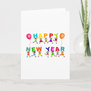 Carte Joyeux Nouvel An Caricature Divers Enfants Texte