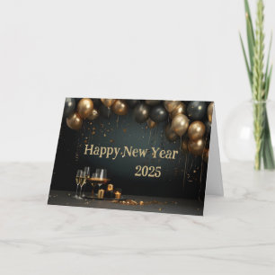 Carte Joyeux Nouvel An Classic Elegant Balloon Personnal
