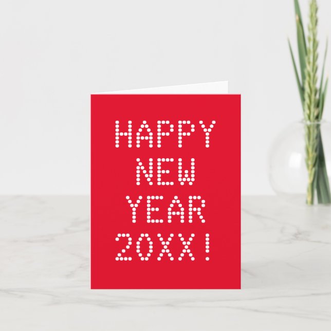 Carte Joyeux nouvel an rouge blanc texte personnalisé mo (Devant)