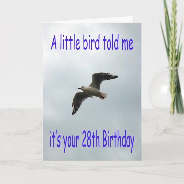 Carte Joyeux oiseau de mouette volant du 28e anniversair (Devant)