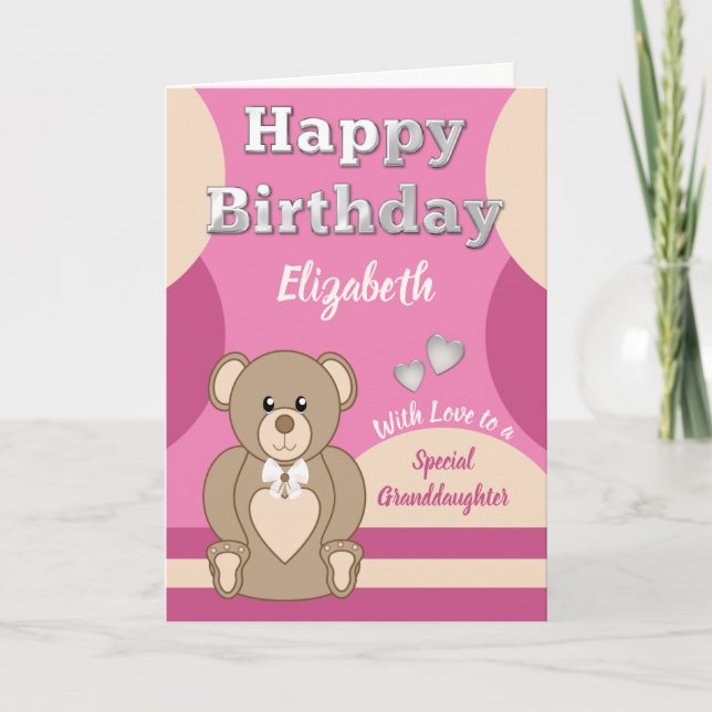 Carte Joyeux Ours en peluche de la petite-fille (Devant)