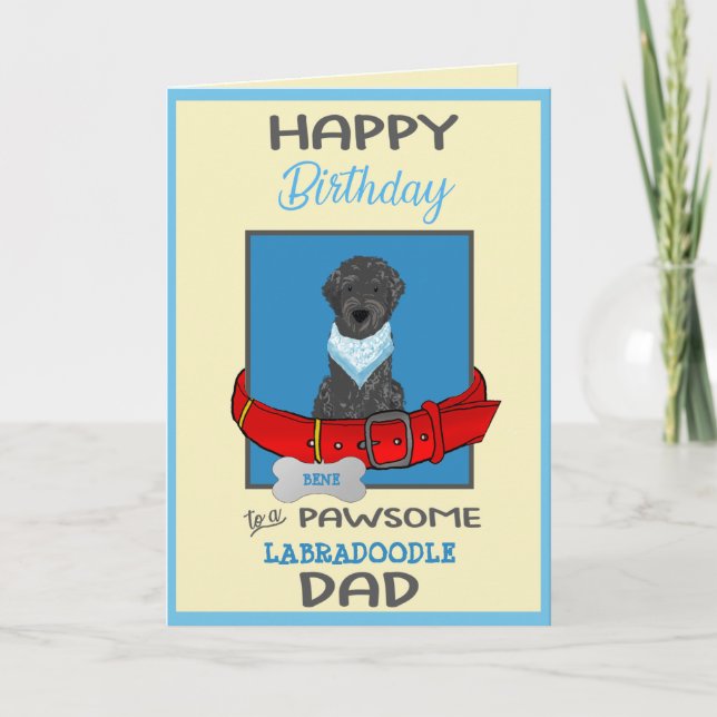 Carte Joyeux papa d'anniversaire de ton caniche noir (Devant)
