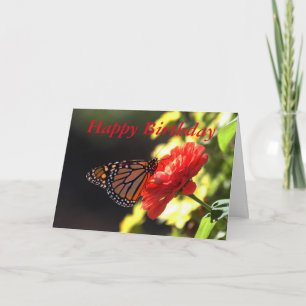 Carte Joyeux papillon Monarque d'anniversaire sur Red Zi