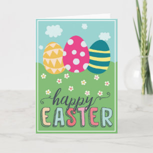 Carte Joyeux Pâques avec des oeufs colorés de Pâques sal