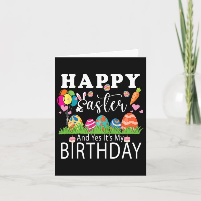 Carte Joyeux Pâques et oui C'est mon anniversaire Pâques (Devant)
