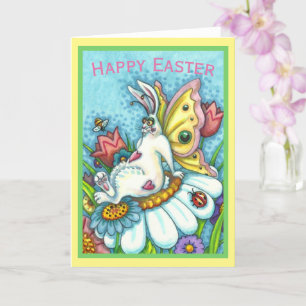 Carte JOYEUX PÂQUES FLUTTERBUN LAPIN, DRÔLE DE LAPIN Vid