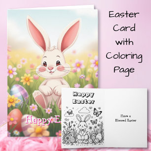 Carte Joyeux Pâques Page de coloration du lapin de des