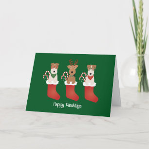 Carte Joyeux Pawlidays Chiens Welsh Wire Fox Terrier