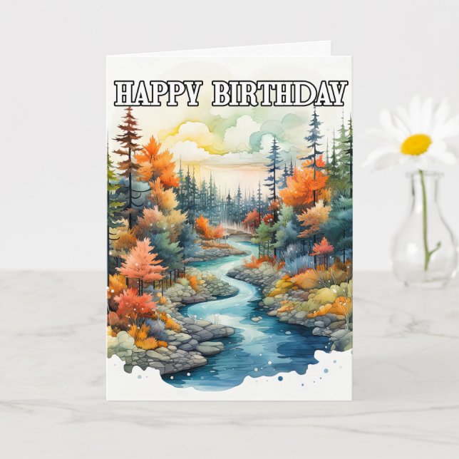 Carte Joyeux paysage d'anniversaire extérieur (Petite plante)