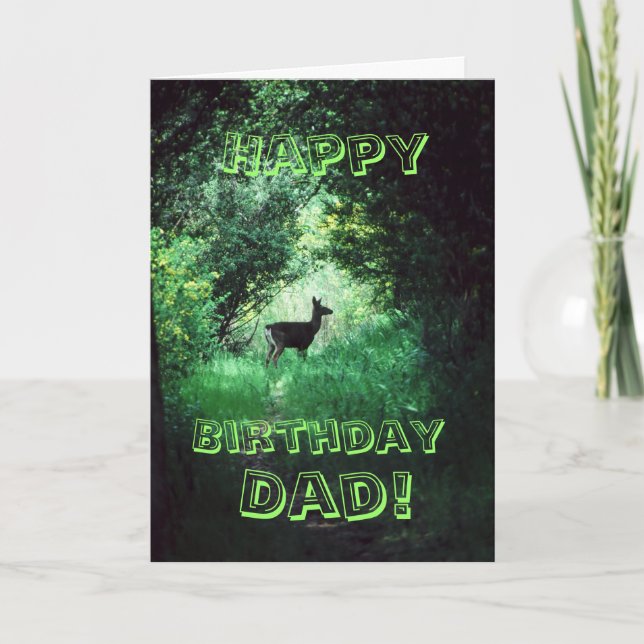 Carte Joyeux père d'anniversaire ! Cerf dans les bois (Devant)