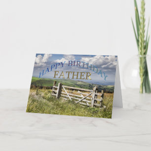 Carte Joyeux père d'anniversaire, paysage avec une porte