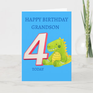 Carte Joyeux petit-fils d'anniversaire - 4 aujourd'hui