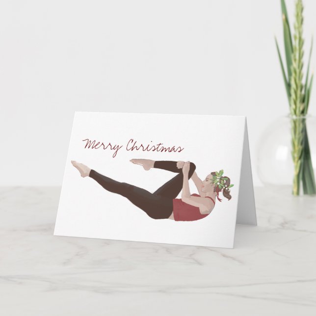 Carte Joyeux Pilates de Noël à une seule jambe (Devant)
