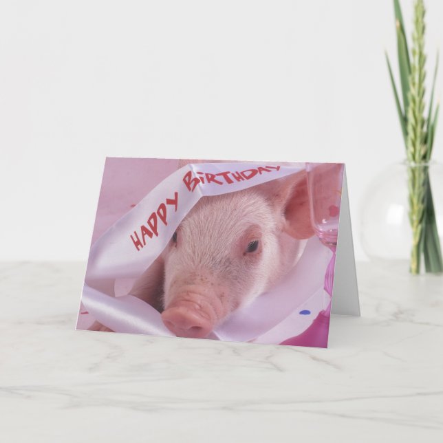 Carte Joyeux porc d'anniversaire (Devant)