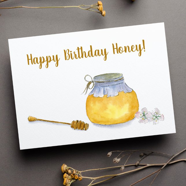 Carte Joyeux pot de miel d'anniversaire (Send some honey wishes to a family or friend for birthday !)