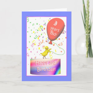 Carte Joyeux poulet du 3e anniversaire