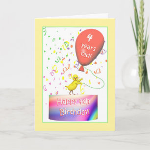 Carte Joyeux poulet du 4e anniversaire