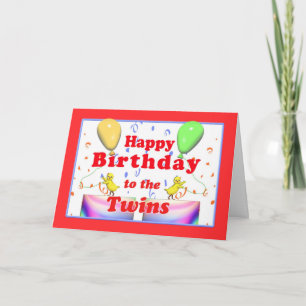 Carte Joyeux poulets d'anniversaire pour jumeaux
