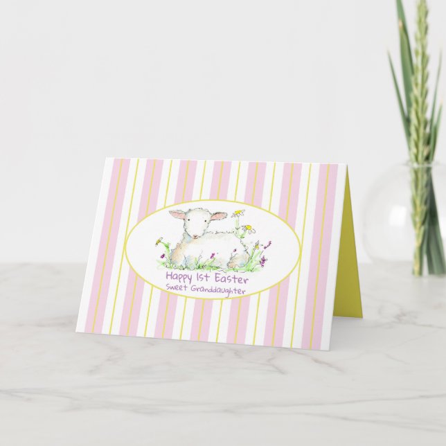 Carte Joyeux premier agneau de Pâques petite-fille (Devant)