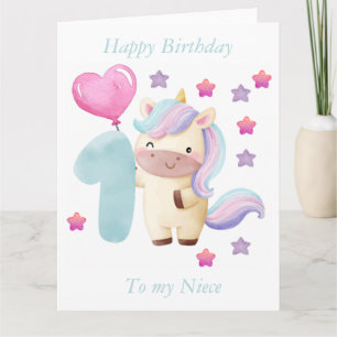 Carte Joyeux premier anniversaire à ma nièce"