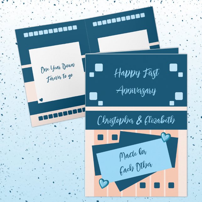 Carte Joyeux premier anniversaire ajouter des noms pêche (Créateur téléchargé)