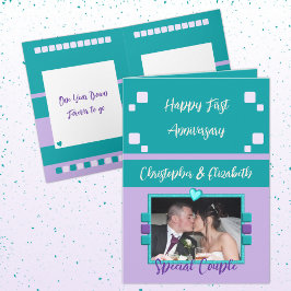 Carte Joyeux premier anniversaire ajouter photo turquois