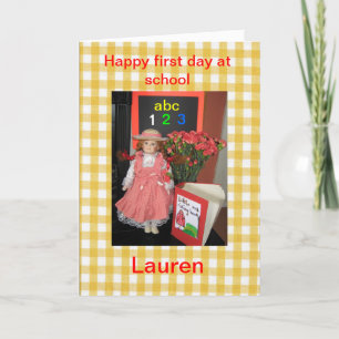 Carte Joyeux premier jour à l'école Lauren
