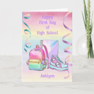 Carte Joyeux premier jour de l'école HI avec nom