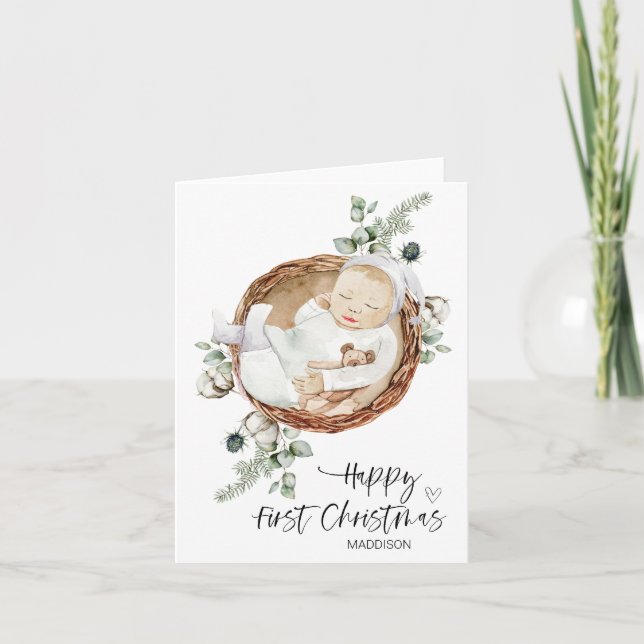 Carte Joyeux premier Noël Fils de bébé de maman (Devant)