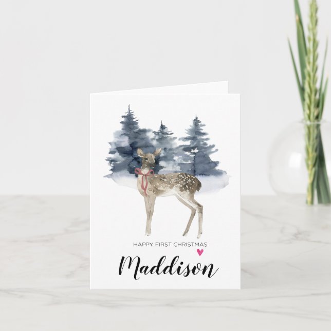 Carte Joyeux premier Noël pour bébé 1er Noël Cerf (Devant)