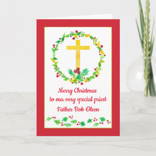Carte Joyeux prêtre de Noël chrétien Religieux