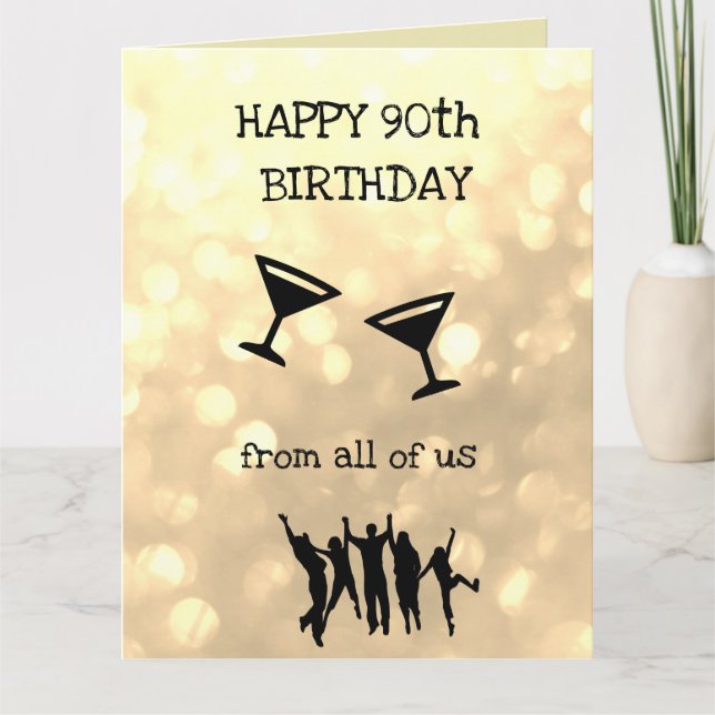 Carte Joyeux quatre-vingt-dixième anniversaire de tous (Devant)