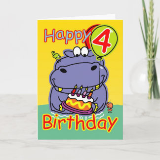 Carte Joyeux quatrième anniversaire