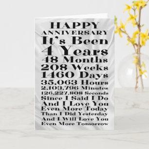 Carte Joyeux quatrième anniversaire de Mariage de la soi