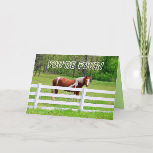 Carte Joyeux quatrième anniversaire Paint Horse Card