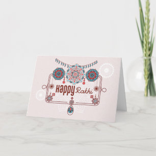 Carte Joyeux Rakhi, Raksha Bandhan, rose poussiéreux, tu