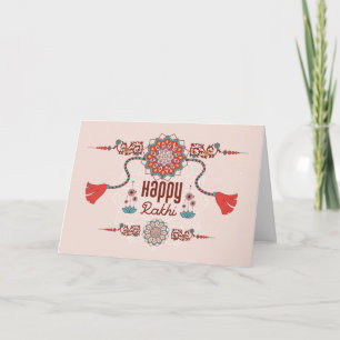 Carte Joyeux Rakhi, Raksha Bandhan, rose roux
