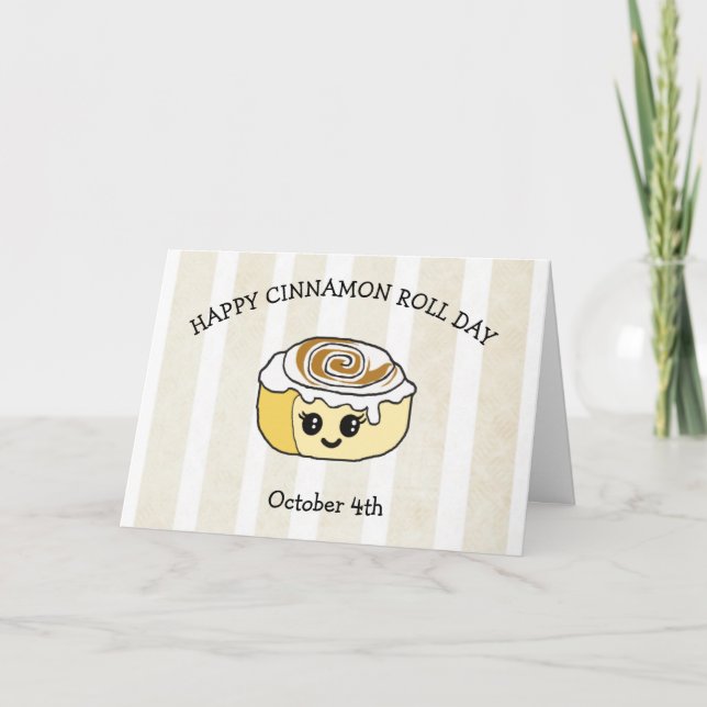 Carte Joyeux Roll Cinnamon Jour Octobre 4 Fêtes Drôle (Devant)