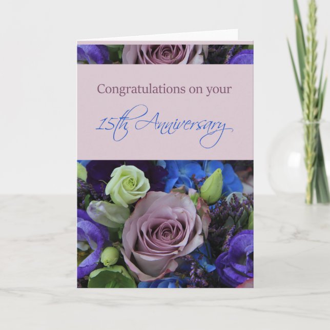 Carte Joyeux roses du 15e anniversaire (Devant)