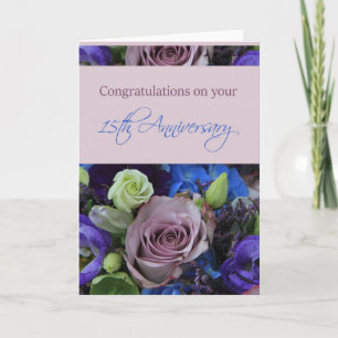 Carte Joyeux roses du 15e anniversaire