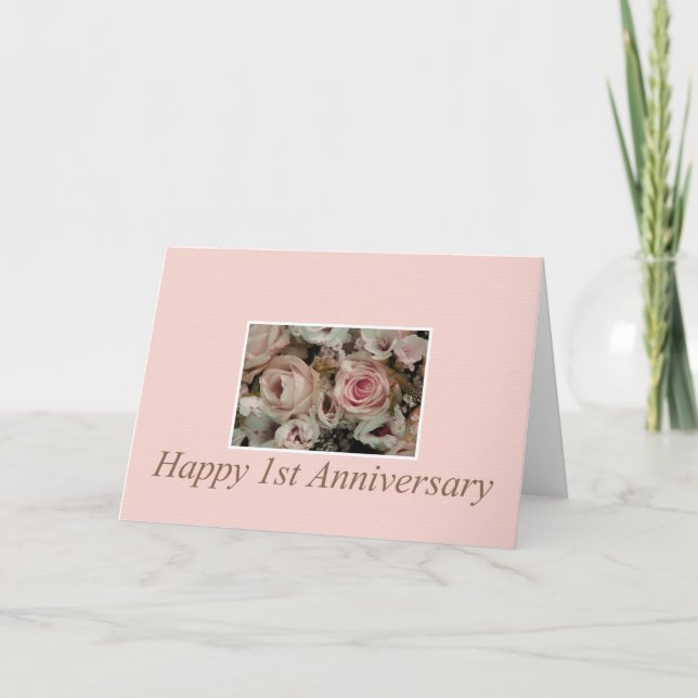 Carte Joyeux roses du 1er anniversaire (Devant)