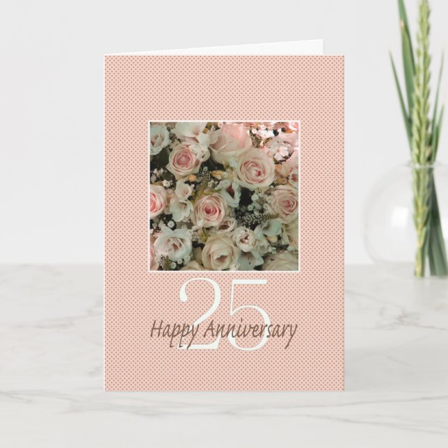 Carte Joyeux roses du 25e anniversaire (Devant)