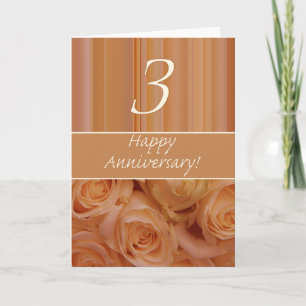 Carte Joyeux roses du 3e anniversaire
