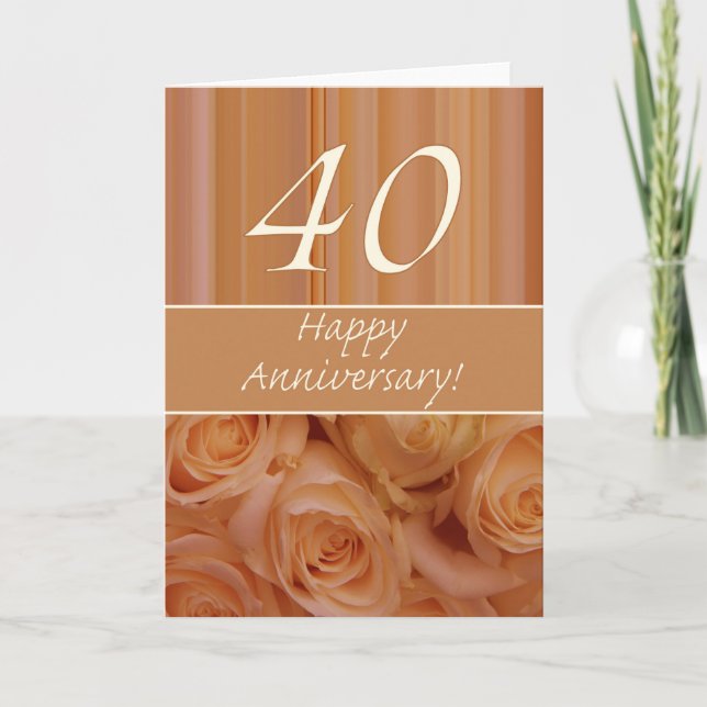 Carte Joyeux roses du 40e anniversaire (Devant)