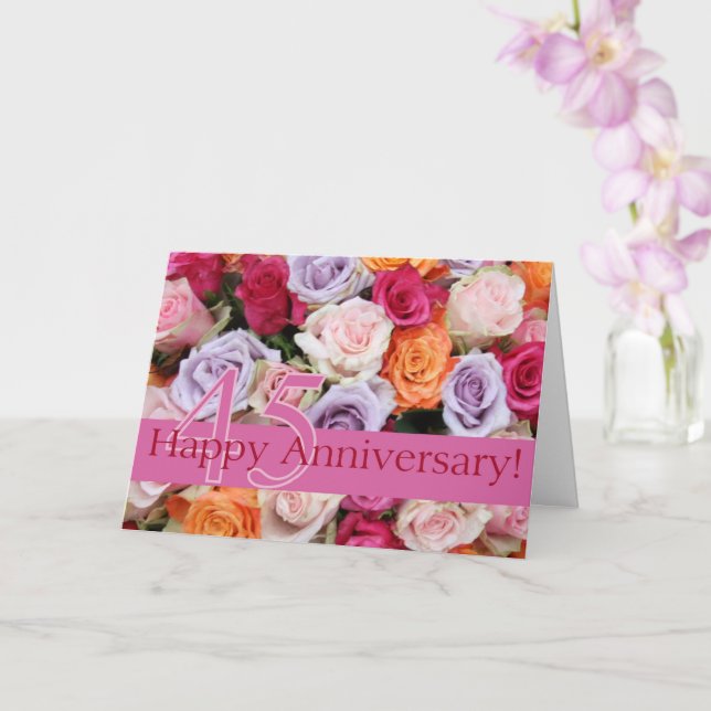 Carte Joyeux roses du 45e anniversaire (Orchidée)