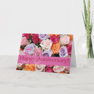 Carte Joyeux roses du 50e anniversaire