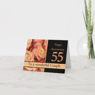 Carte Joyeux roses du 55e anniversaire