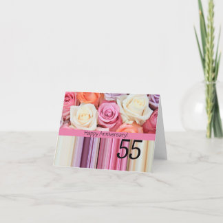 Carte Joyeux roses du 55e anniversaire
