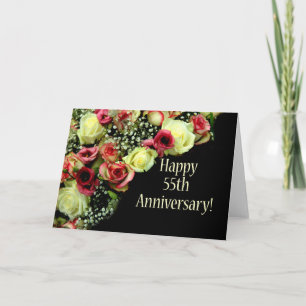 Carte Joyeux roses du 55e anniversaire