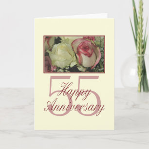 Carte Joyeux roses du 55e anniversaire